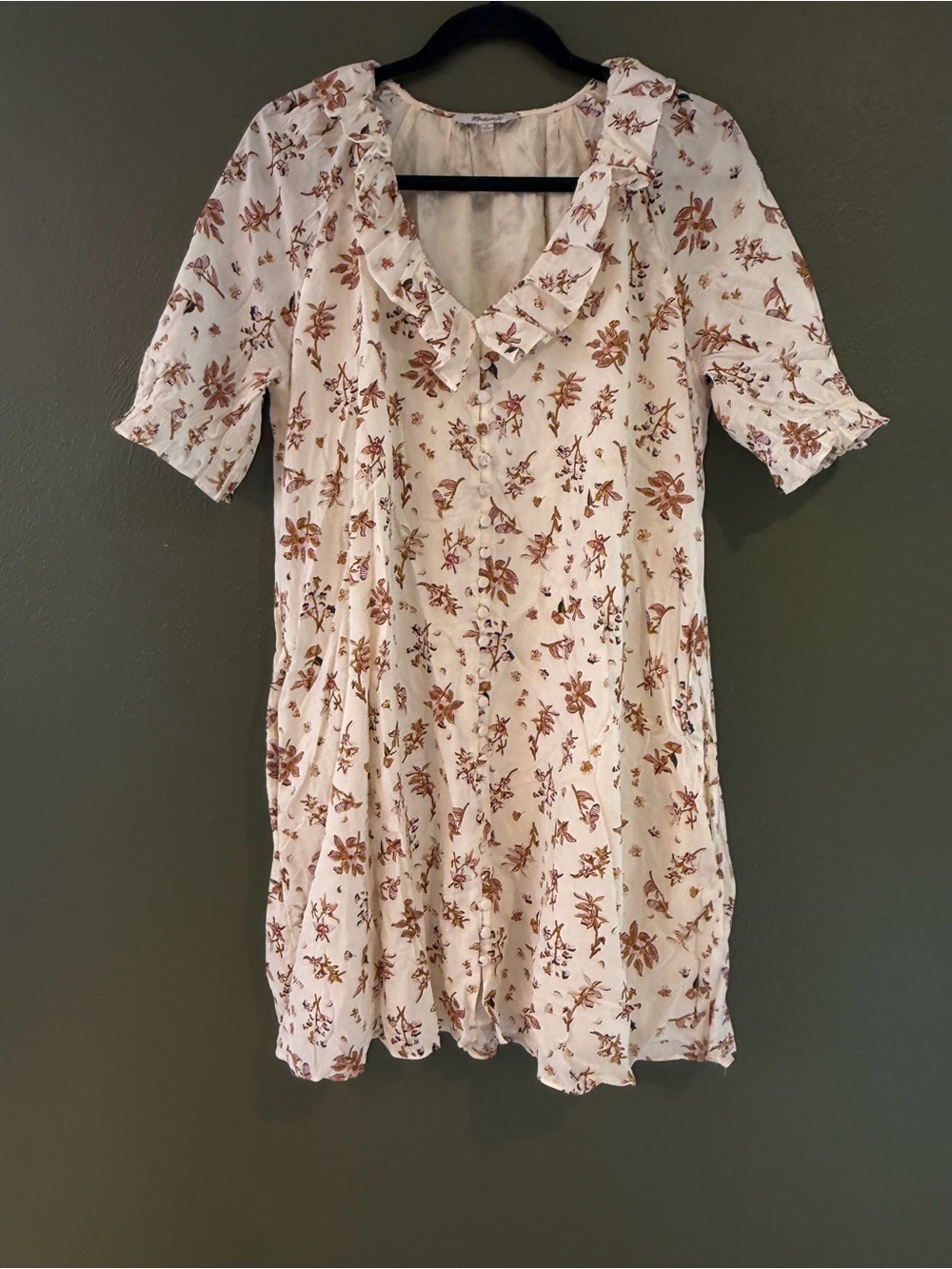 Madewell Cream Dress with Rust Floral Print
